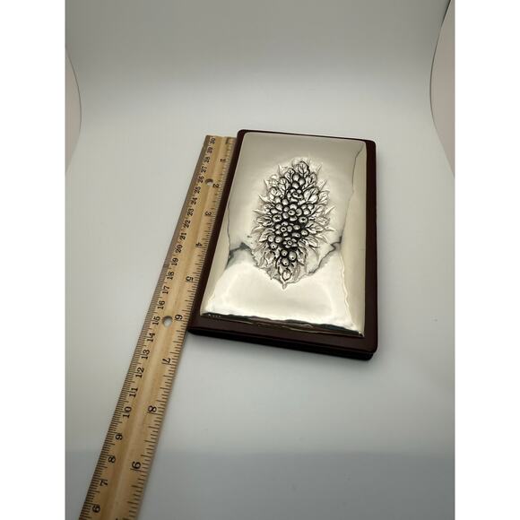 Vintage Sterling Silver Front Leather Bound Address Book Argento 925 (125) - Picture 9 of 11